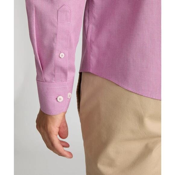 Untuckit Cadetto Berry Micro Gingham Checks Wrinkle Free LS Shirt Size Large NWT - Picture 6 of 16